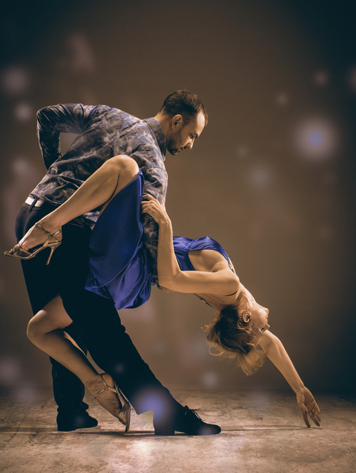 The man and the woman dancing argentinian tango