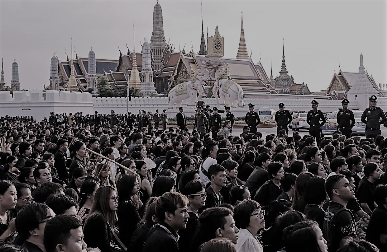 Sea of black as thousands gather in Thailand for late king’s funeral
