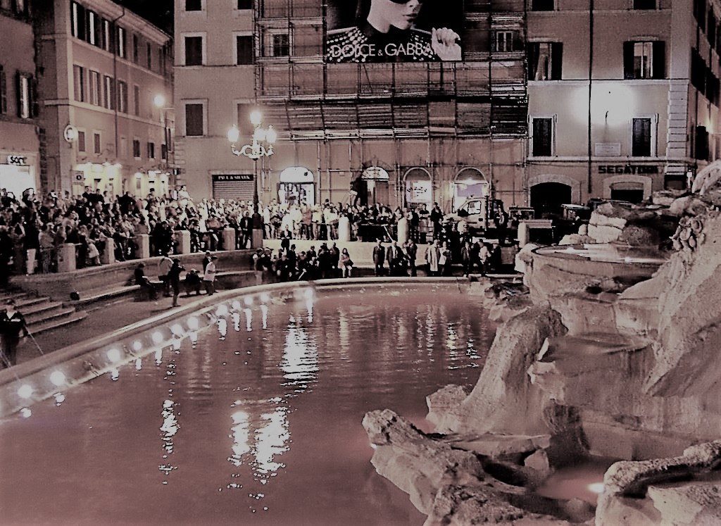Rome’s Trevi fountain runs red after man pours dye in water