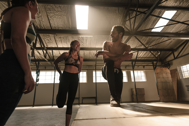 People taking a break after intense physical training session