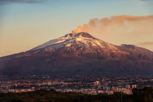 Mount Etna Volcano and Catania city – Sicily island Italy