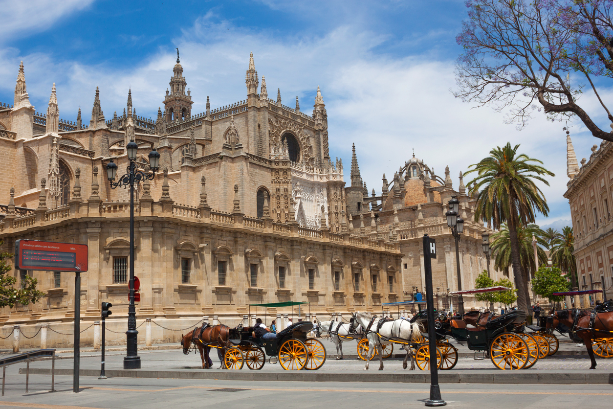 View to Cathedral of Seville (Catedral de Sevilla), Andalusia, Spain