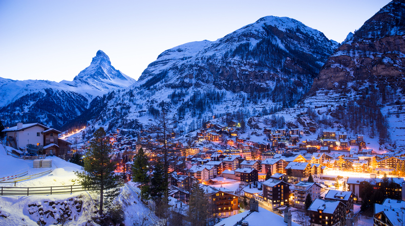 Matterhorn mountain, Zermatt in Switzerland.. Ski resort.