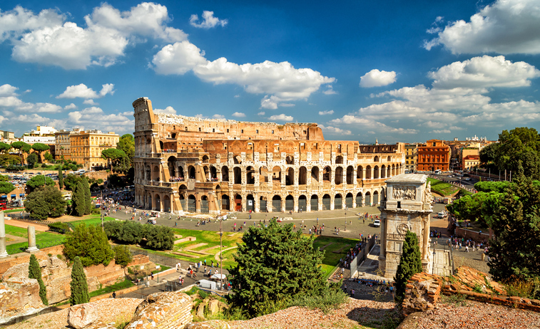 Panoramic view the Colosseum (Coliseum) in Rome