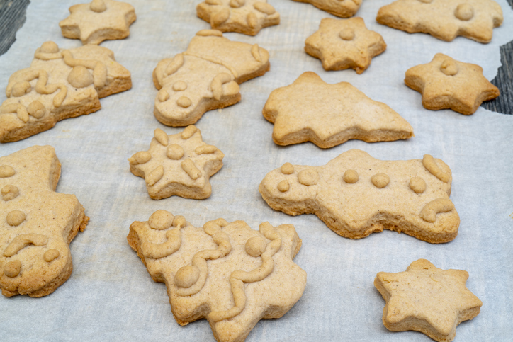 Gingerbread Cookies Christmas figures from dough, baked in the oven.