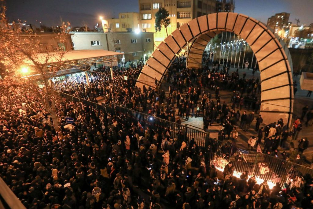 Protest pile pressure on Iran after admission of plane strike